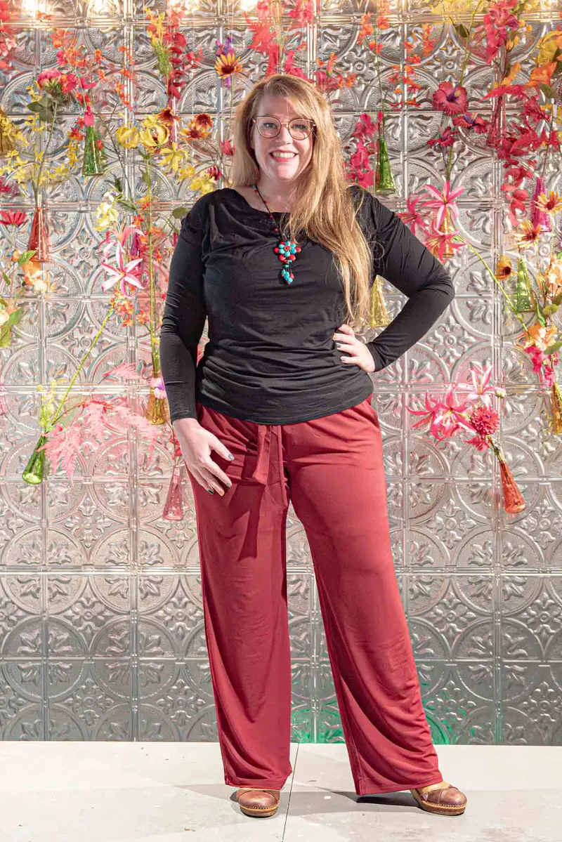 Waterval top viscose - zwart- lange mouwen