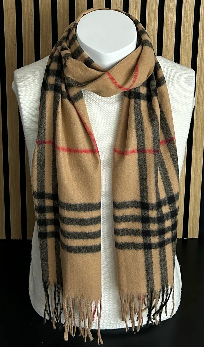 Wintersjaal camel geruit