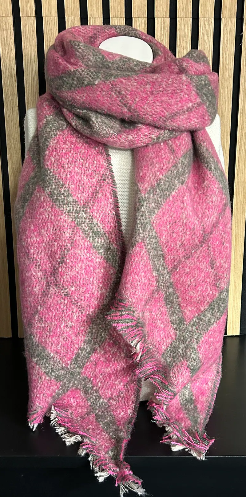 Wintersjaal roze-grijs