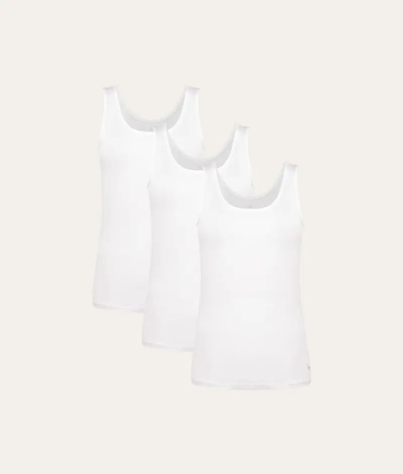 Witte Dames Tanktop Chalk White (3-pack)