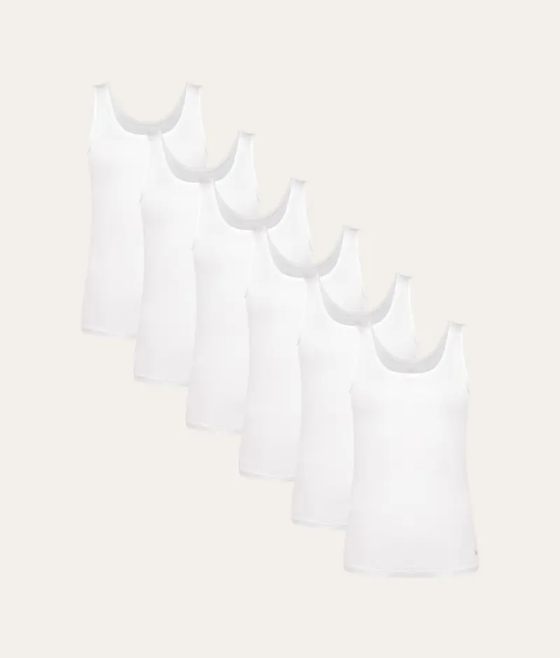 Witte Dames Tanktop Chalk White (6-pack)