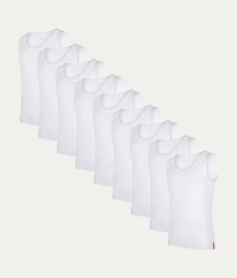 Witte Slim Fit Tanktops Chalk White (9-pack)