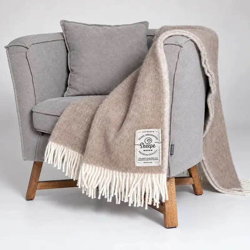 Wollen plaid van Skéépe - Beige - Groot