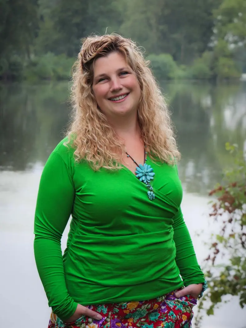 Wrap Top - cotton stretch long sleeves top - bright green