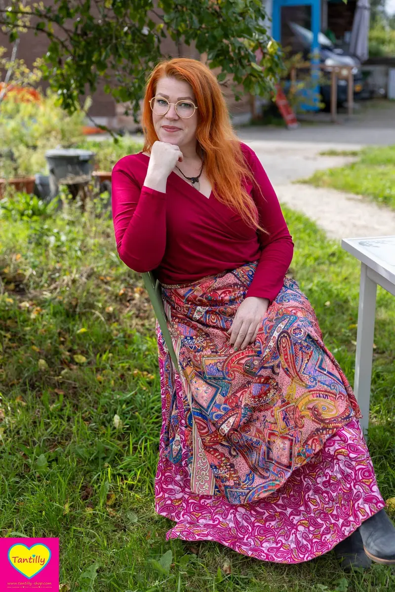Wrap Top - katoen- cherry- wijdere versie