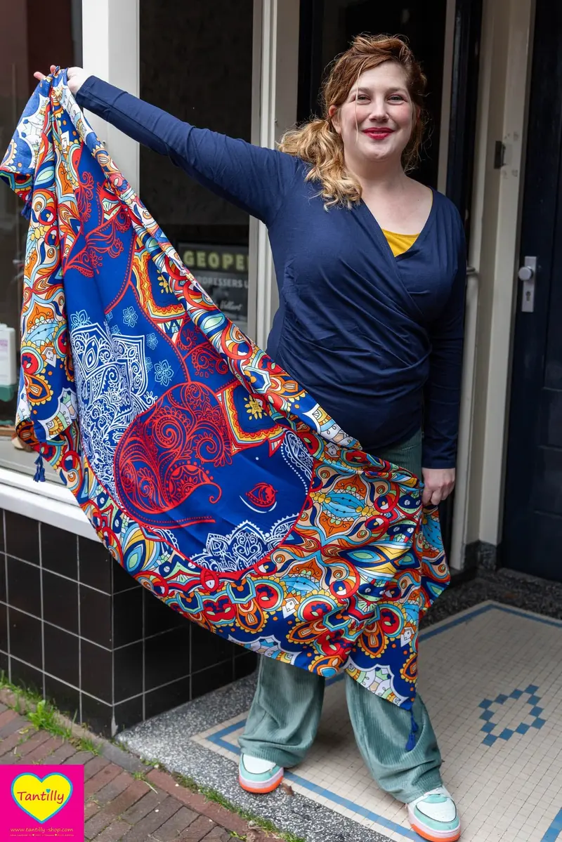 Wrap Top - katoen- donkerblauw- wijdere versie