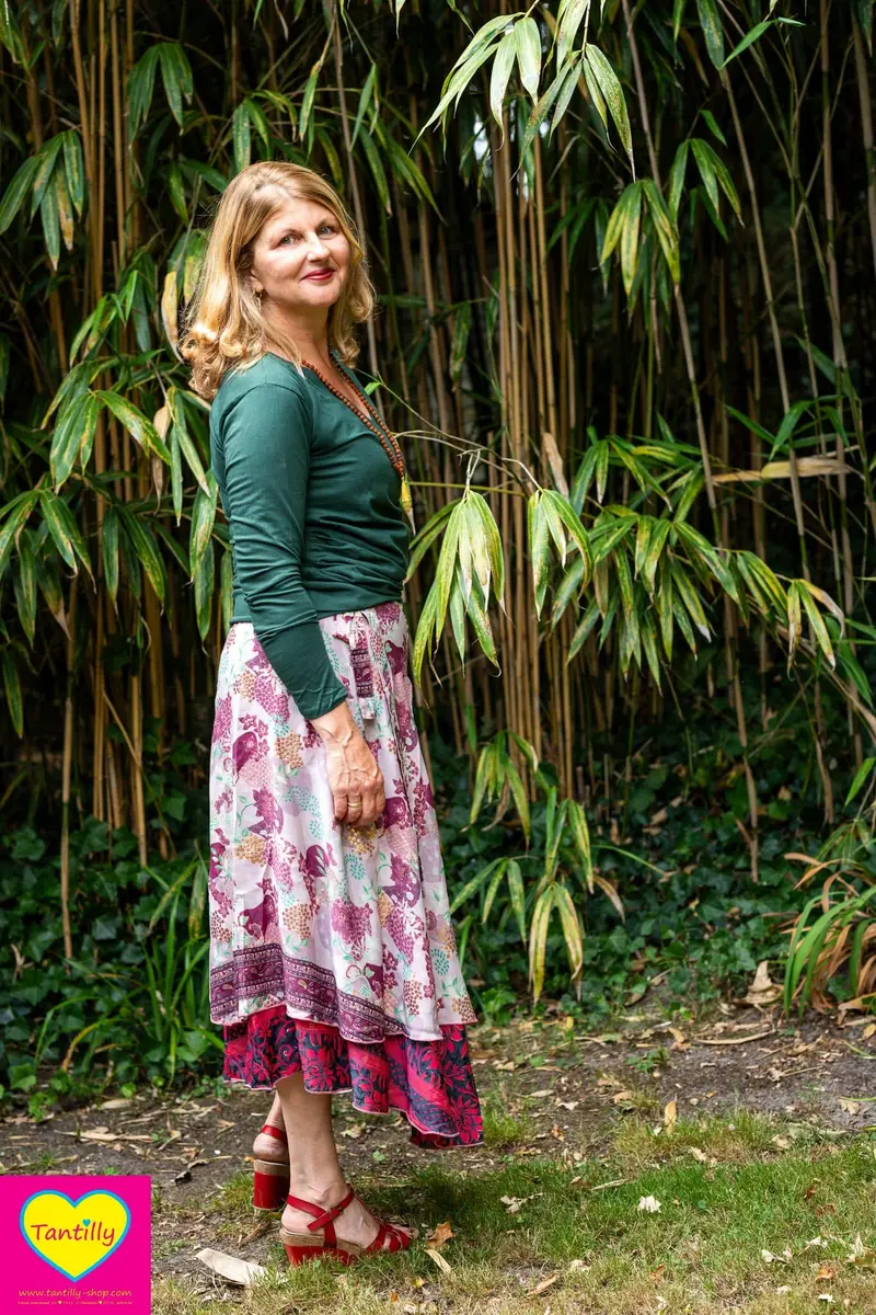 Wrap Top - katoen- donkergroen- wijdere versie