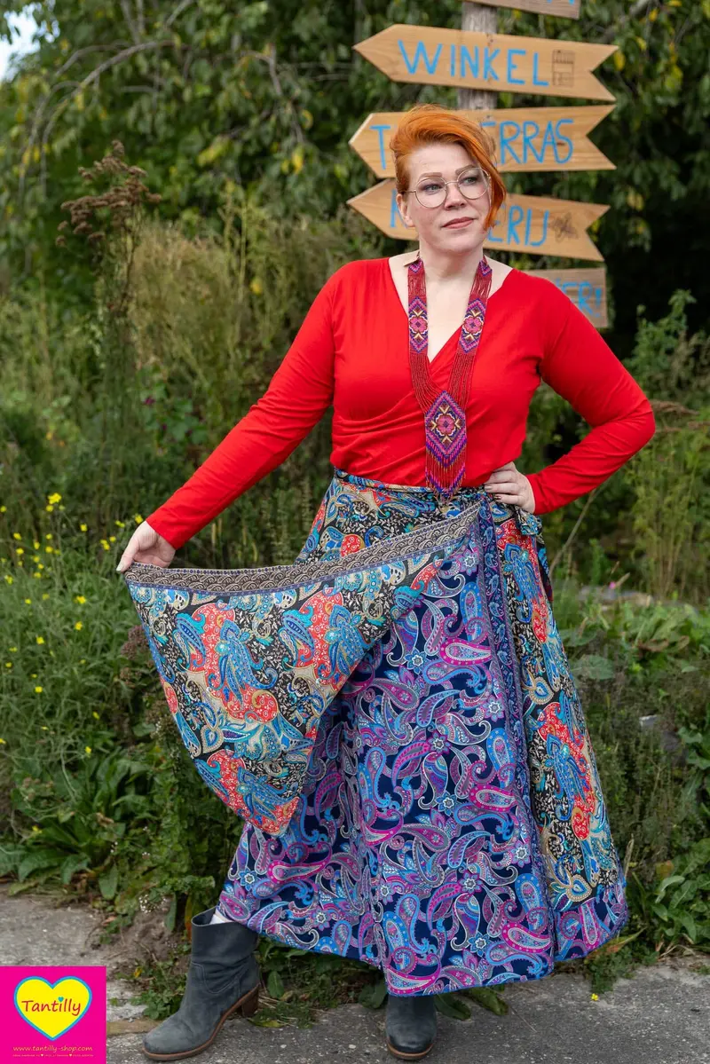 Wrap Top - katoen- felrood- wijdere versie