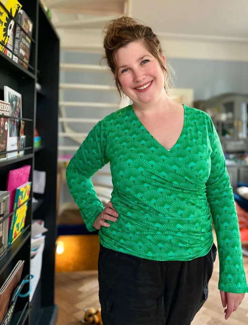 Wrap Top -katoen- lange mouw- green shell pacific