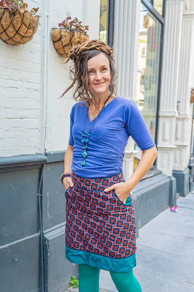 Wrap top - katoen stretch- lavendel
