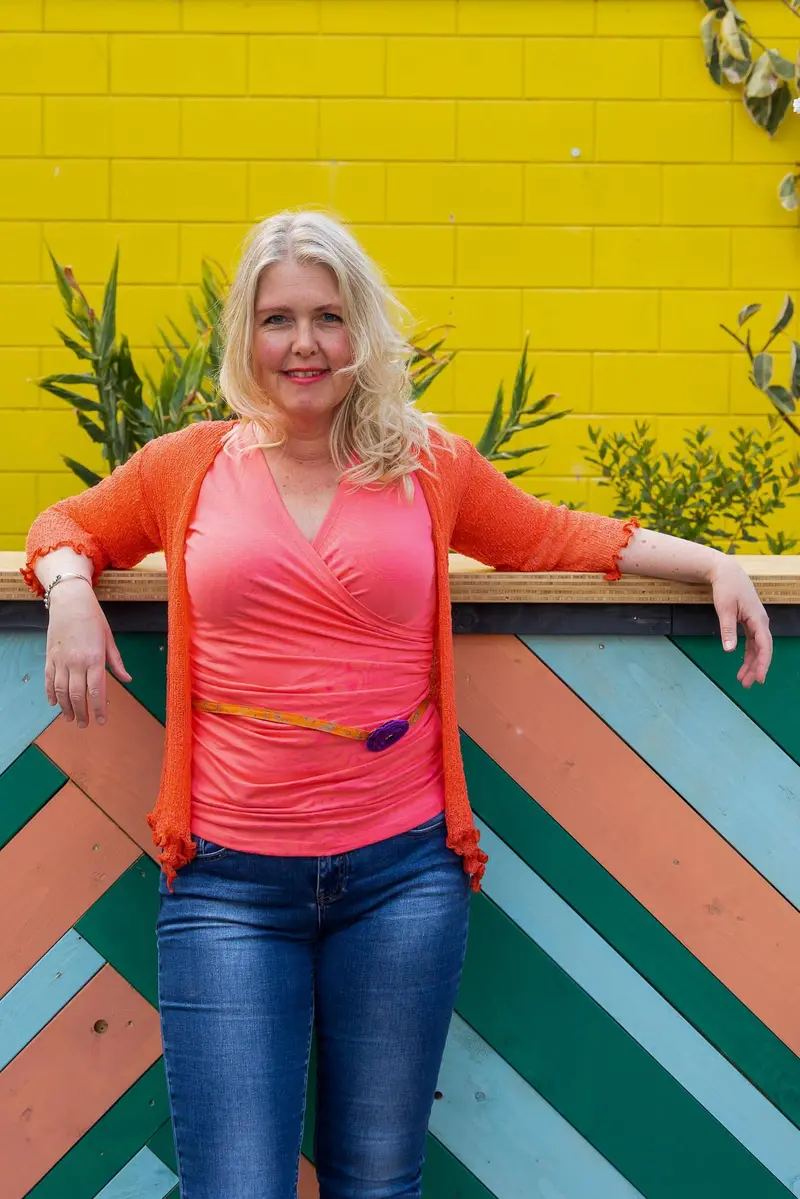 Wrap top - katoen- stretch nieuwe kleur- koraal roze