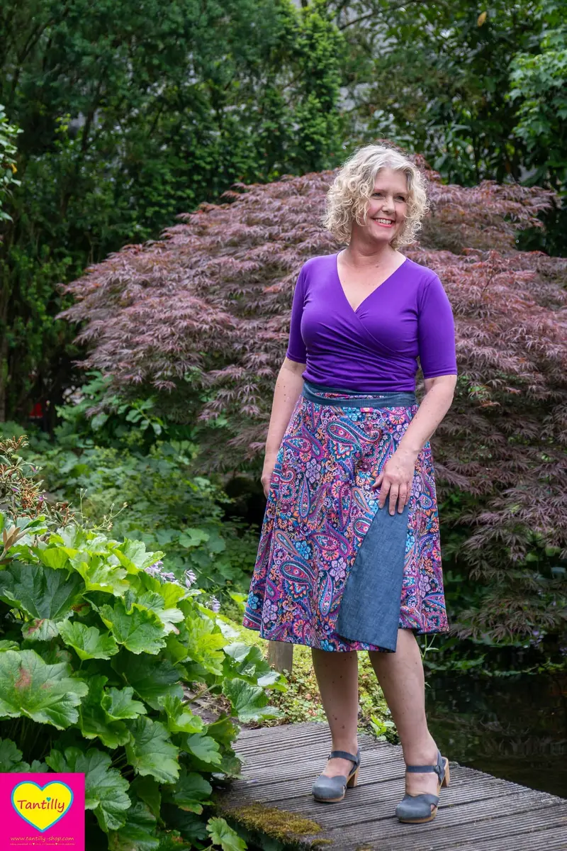 Wrap top - katoen stretch- paars