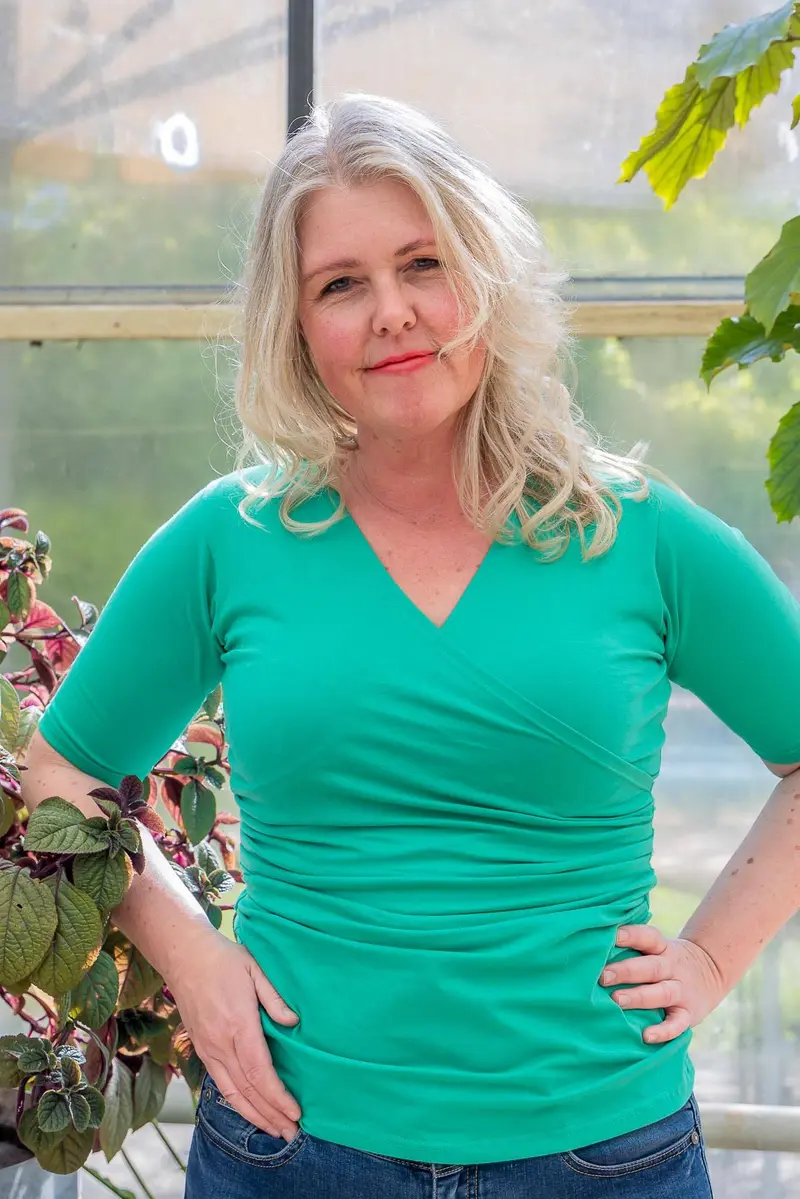 Wrap top - katoen- stretch- voorjaarsgroen