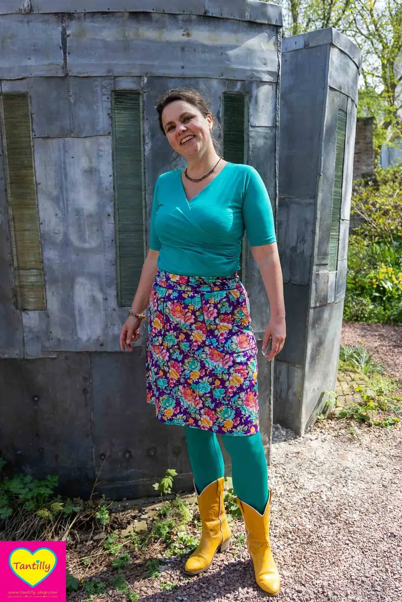 Wrap top - katoen- stretch zeegroen