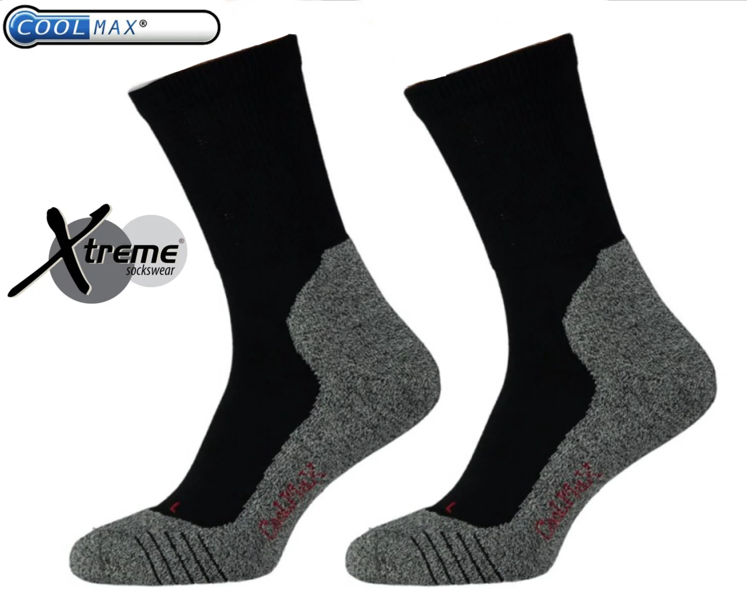 X-Treme sokken Coolmax- Heren/Dames - zwart grijs - Casuel/Wandel/Hiking - Droge voeten sokken