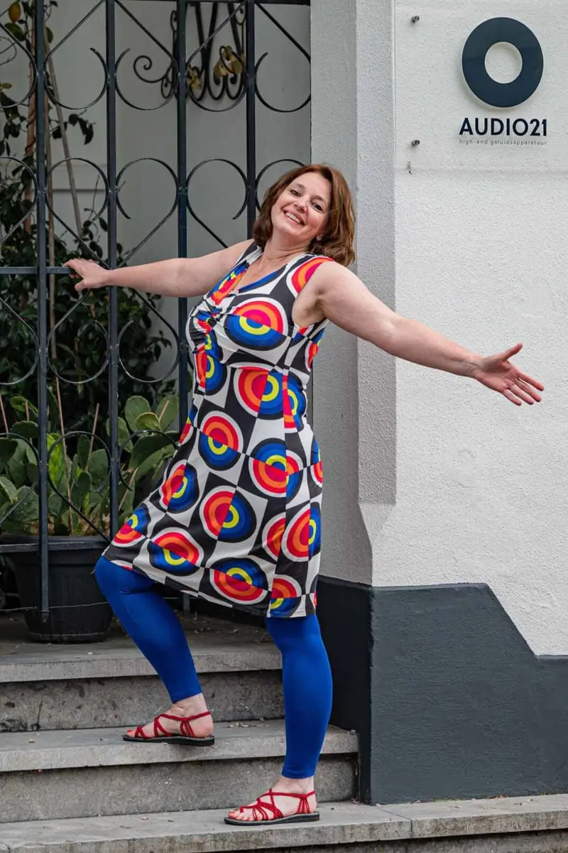 Yara jurk- retro rainbow - viscose