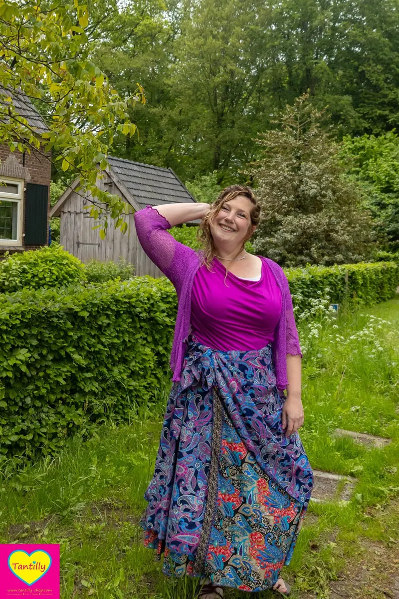 Zijden rok - Lubliana - twee prints gemixt- wikkelrok