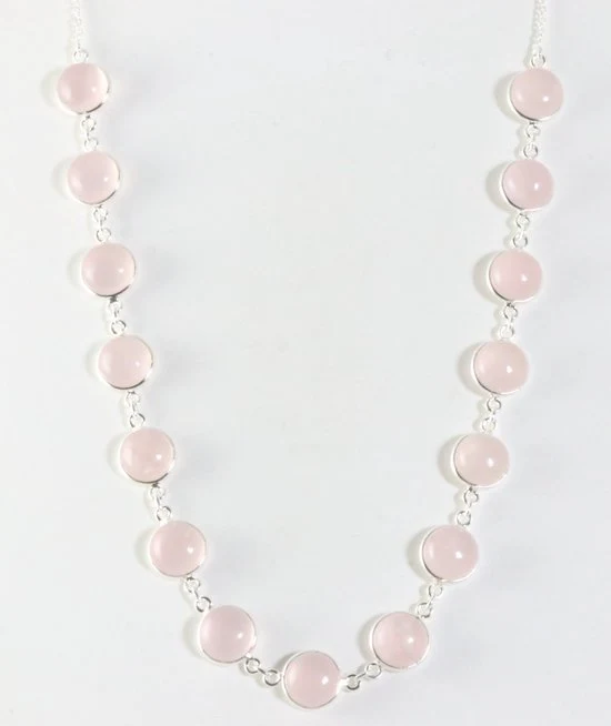 Zilveren collier met rozenkwarts