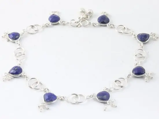 Zilveren enkelband met lapis lazuli en fijne parels