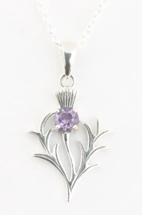 Zilveren hanger met amethist aan ketting