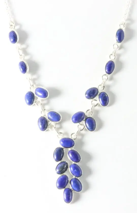 Zilveren ketting met lapis lazuli
