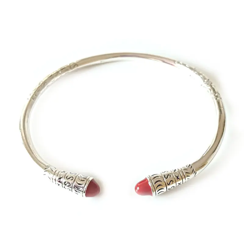 Zilveren klem armband meisje, carneool