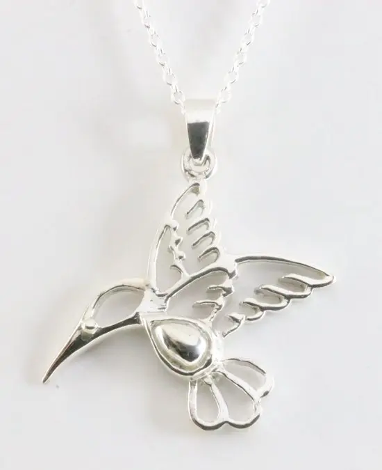Zilveren kolibrie hanger aan ketting