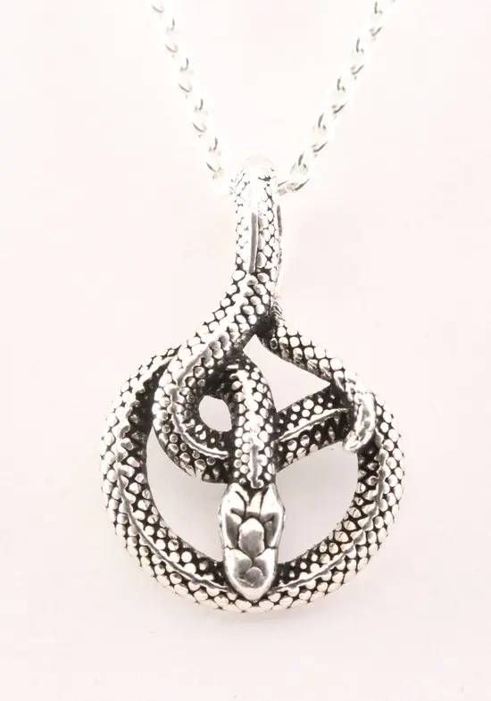 Zilveren slang hanger aan ketting