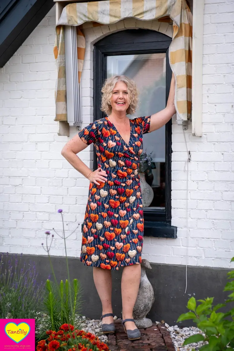Zoe raya jurk -korte mouwen  - viscose- retro heart