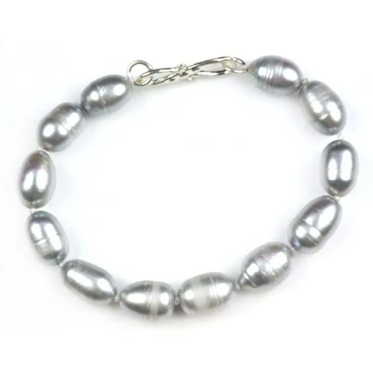 Zoetwater parel armband Big Grey