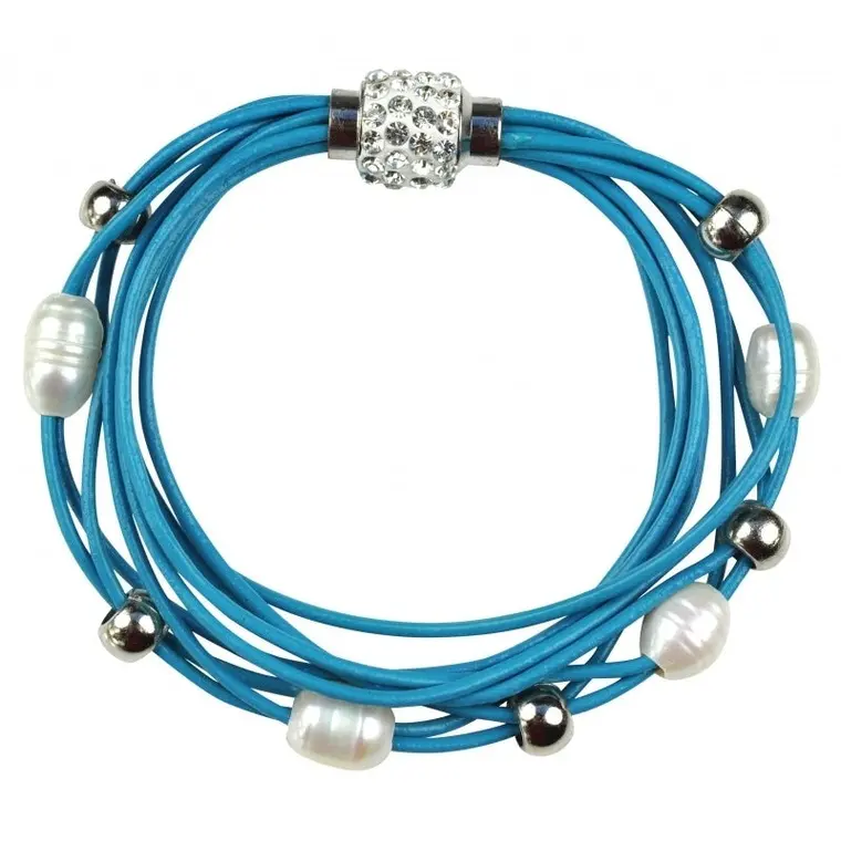 Zoetwater parel armband Bling Pearl Aqua