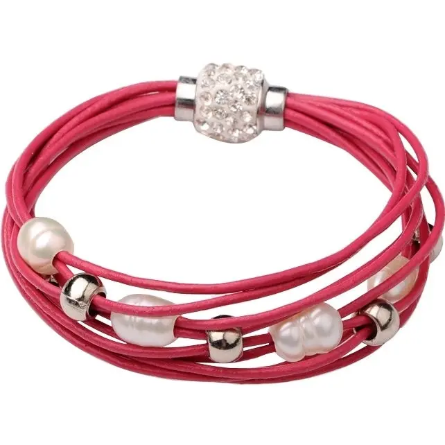 Zoetwater parel armband Bling Pearl Red