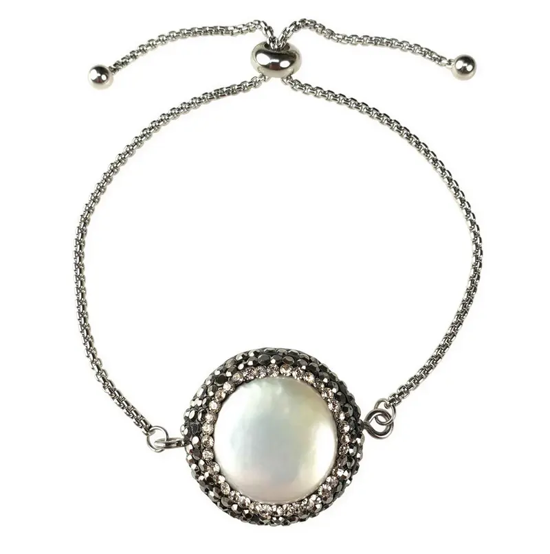 Zoetwater parel armband Bright Minimal Silver Coin