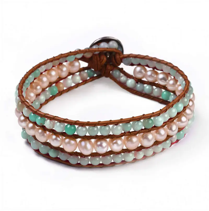 Zoetwater parel armband met edelstenen Kallo