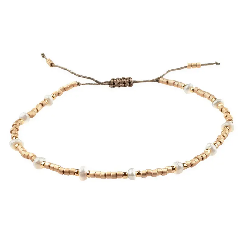 Zoetwater parel armband Mini Pearl Bead Gold