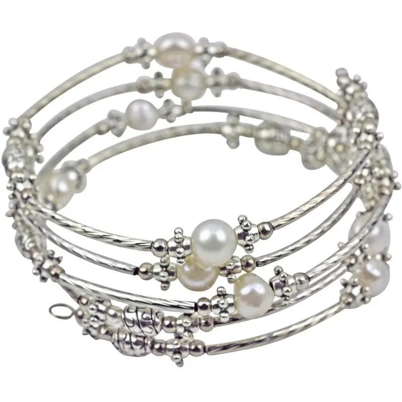 Zoetwater parel armband Pearl Metal Wrap Big