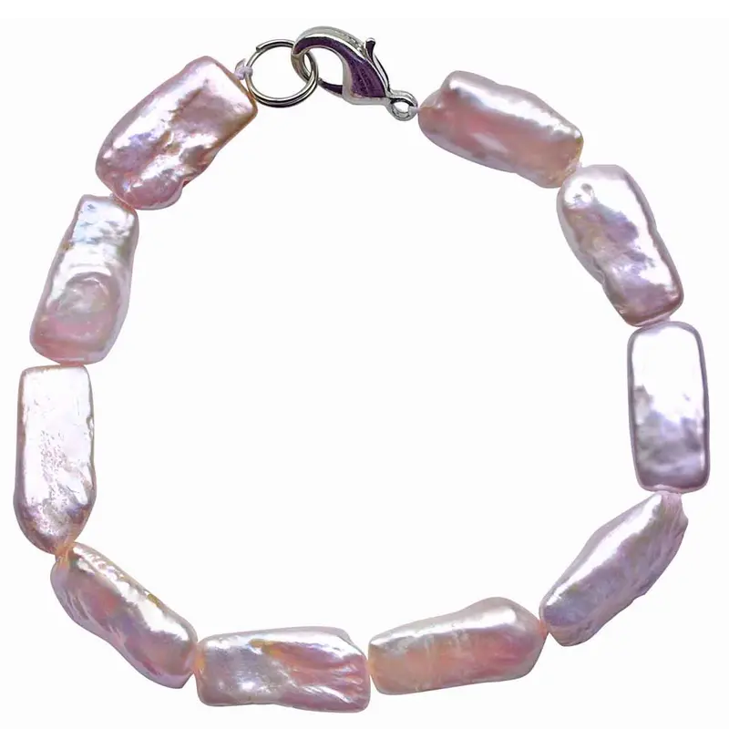 Zoetwater parel armband Pearl Rectangle Pink