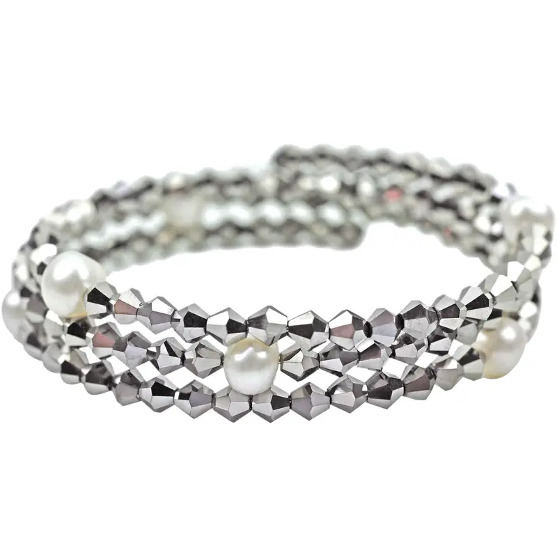 Zoetwater parel armband Pearl W Metalic Silver