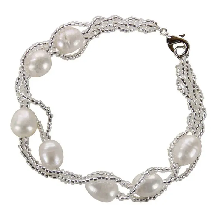 Zoetwater parel armband Twine Pearl White