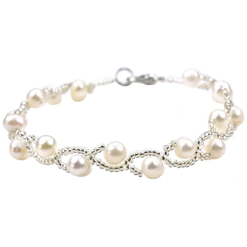 Zoetwater parel armband Twist Pearl White