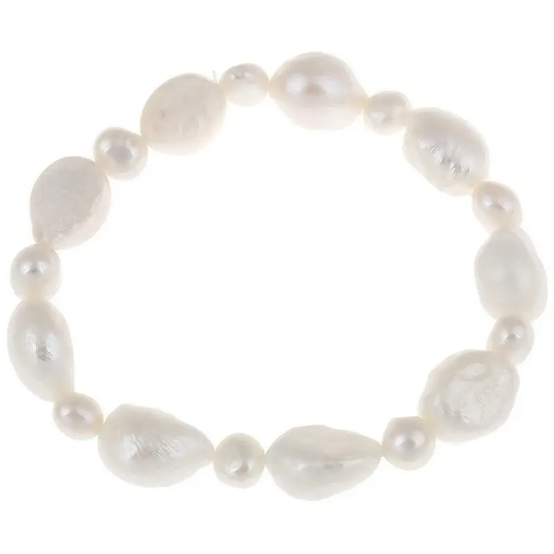Zoetwater parel armband - Wit - Elastisch - Baroque Big and Small
