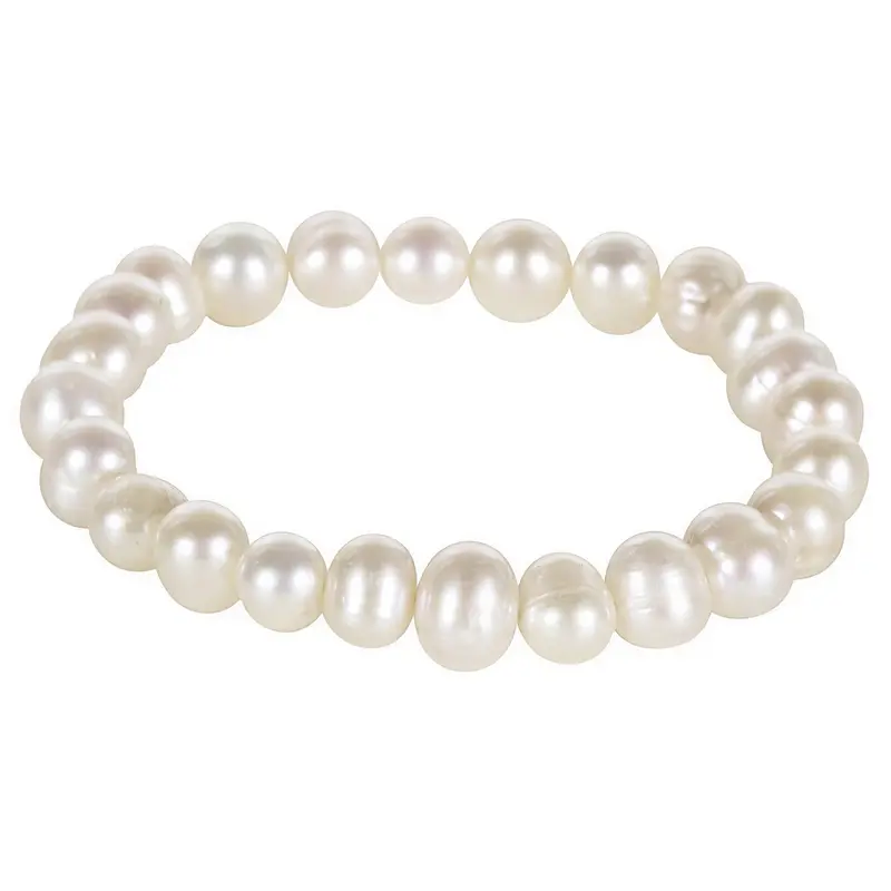 Zoetwater parel armband - wit - elastisch - Round White