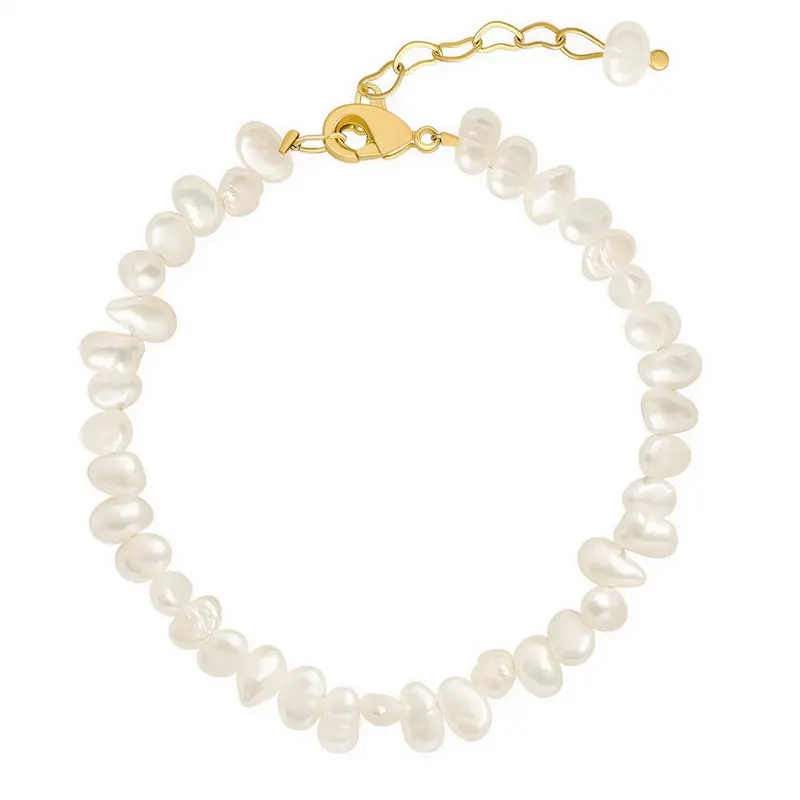 Zoetwater parel armband - wit - goud edelstaal - Adalyn