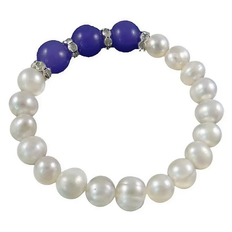 Zoetwater parel en edelstenen armband Pearl Blue Jade