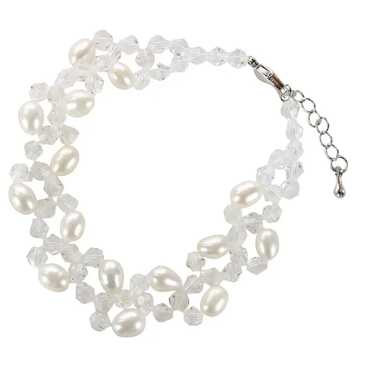 Zoetwater parel en kristallen armband Elmy