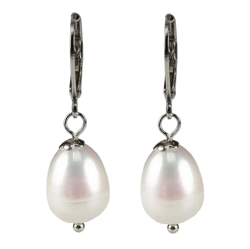 Zoetwater parel oorbellen - wit - sterling zilver (925) - Wola