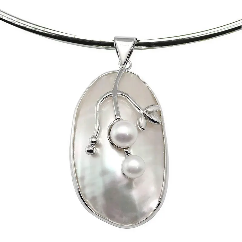 Zoetwater parelketting met parelmoeren schelp Shell Pearl Grape Small