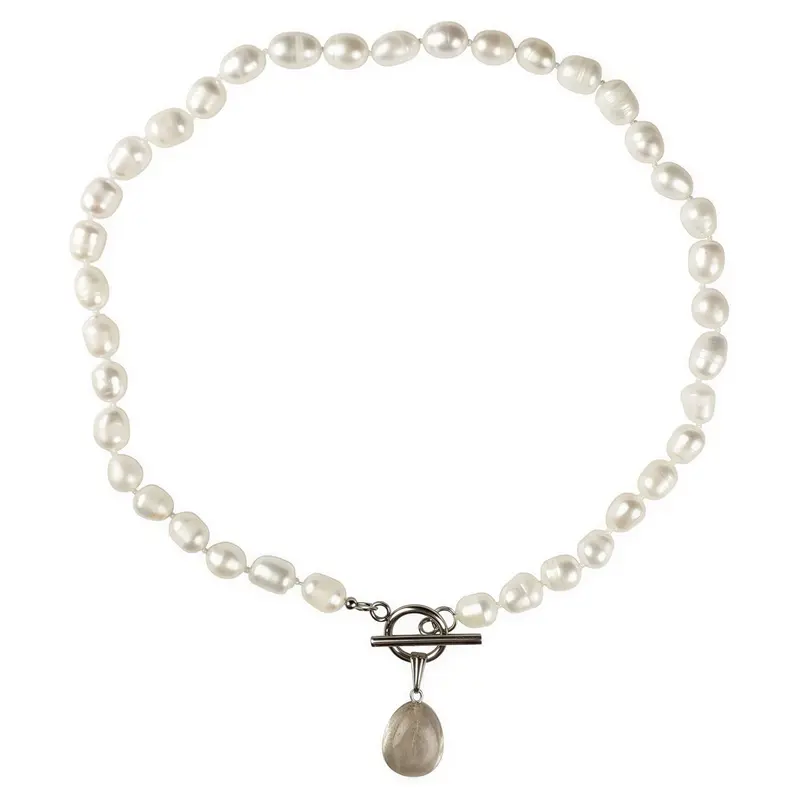 Zoetwater parelketting Toggle Pearl Smokey Quartz
