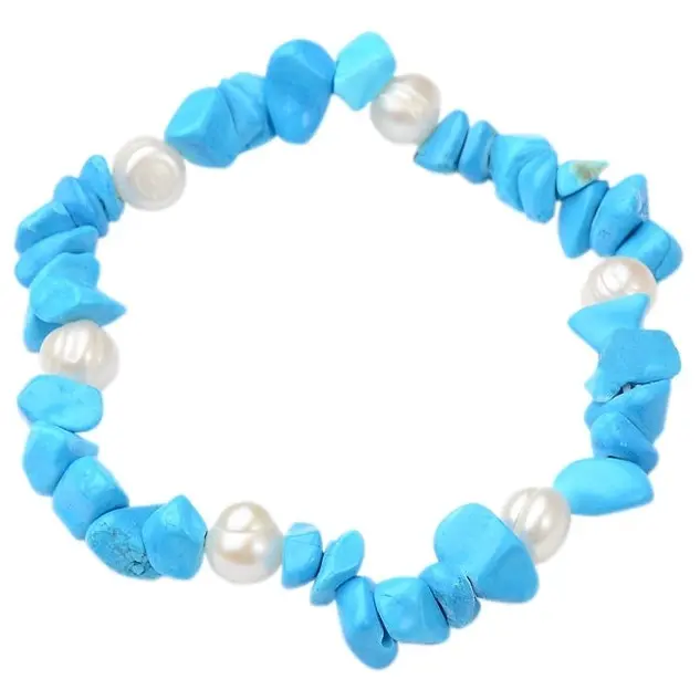 Zoetwaterparel en edelstenen armband Pearl Turquoise Chip