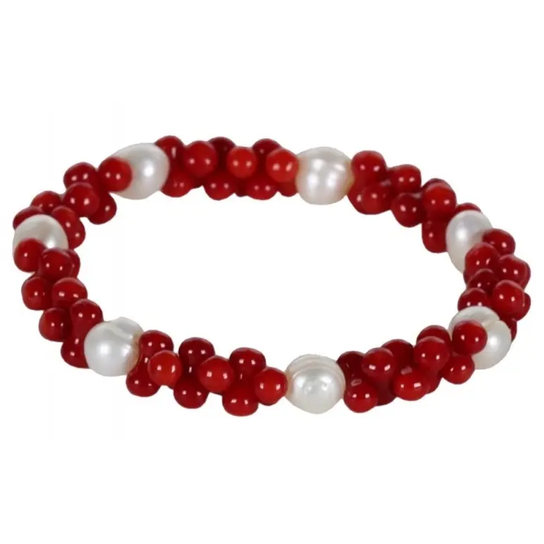Zoetwaterparel met koralen armband Coral Pearl